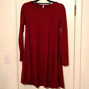 Burgundy Long Sleeve Dress
